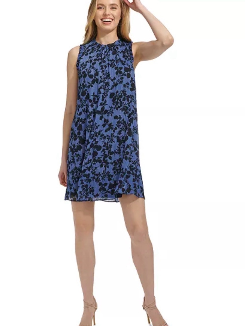 NWT Tommy Hilfiger Blue and Black Floral Sleeveless Mini Dress Sz 6
